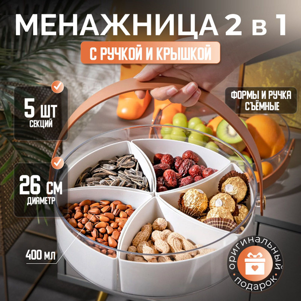 Менажница с крышкой MatYm / Менажница пластиковая / тарелка с секциями ...