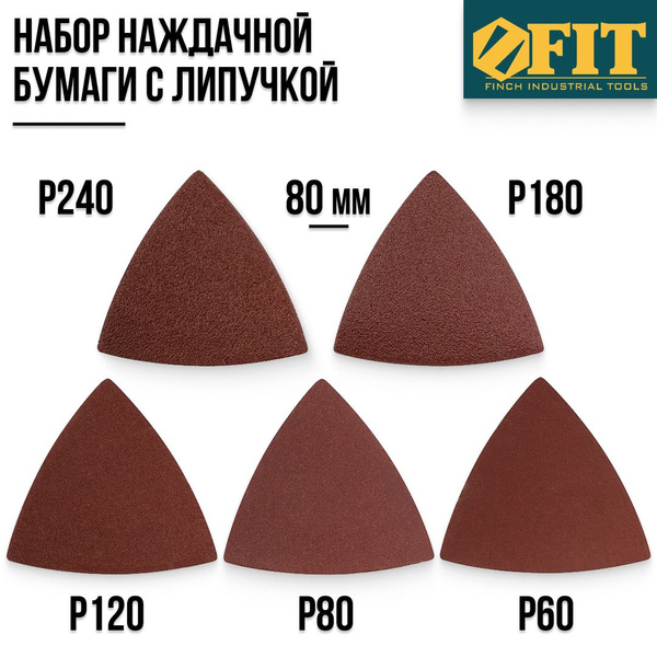 Лист шлифовальный/шкурка FIT FINCH INDUSTRIAL TOOLS 80 мм P60, P80 ...