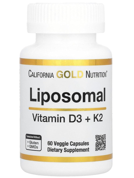 Витамин D California Gold Nutrition Liposomal Vitamin K2+ D3 60 ...