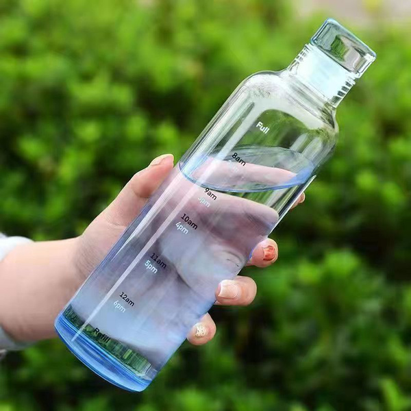 Бутылка для воды, герметичная, из толстого стекла,500мл, с отметкой ...