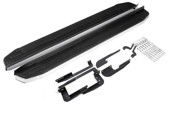 Пороги подножки алюминиевые с кантом из нержавейки для Kia Sportage 3 ...