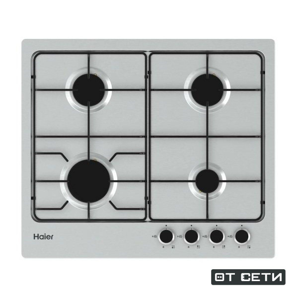 Газовая варочная панель Haier HHX-M64ENX, 4 конфорки, Нержавеющая сталь ...
