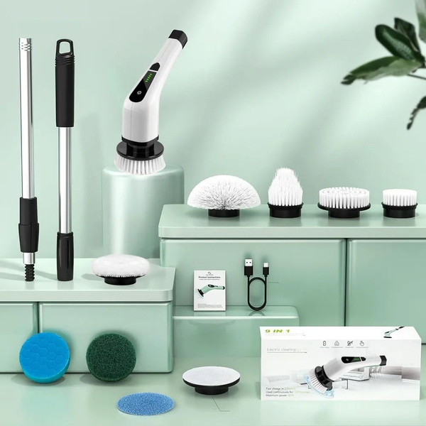 Электрическая швабра для пола/выдвижная щетка для швабры/9 аксессуаров ...