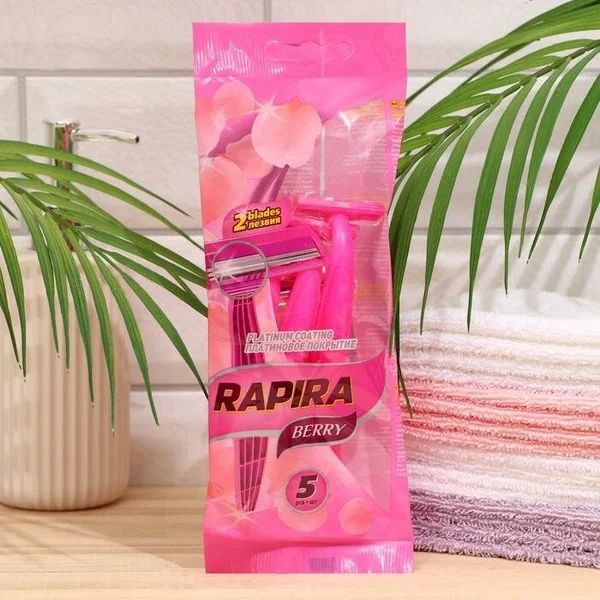 Бритвенный станок Rapira Berry одноразовый 2 лезвия, 3 упаковки по 5 ...