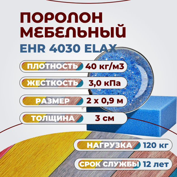 Поролон мебельный EHR 4030 2000х900 30 мм высокоэластичный листовой ...