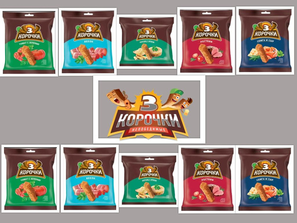 Сухарики "3 Корочки", ассорти 5 видов по 2 шт, 40 г - купить с ...