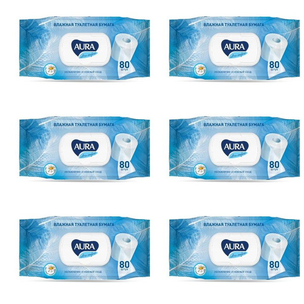 Aura Влажная туалетная бумага Ultra Comfort, 80 шт - 6 уп - купить с ...