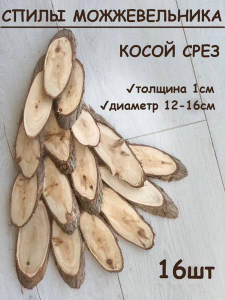 Спилы можжевельника косой срез, шлифованные, подсушенные, 16 шт ...