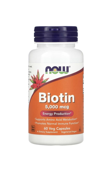Биотин NOW Biotin 5000 mcg 60 капсул - купить с доставкой по выгодным ...