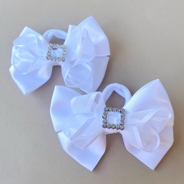 Бантики школьные на резинке 9 см со стразами - купить с доставкой по ...