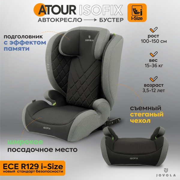 Автокресло бустер детское 15-36 кг Jovola Atour I-Size Isofix YB805A ...