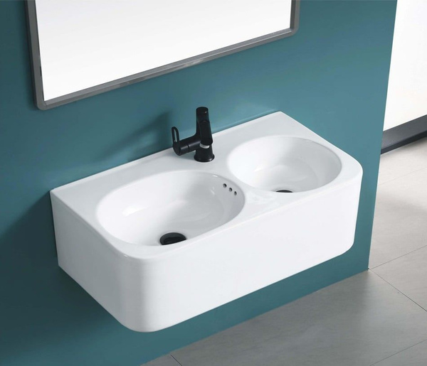 Раковина Ceruttispa Double BRENTA (750х400х300) двойная подвеснаяx75 см ...