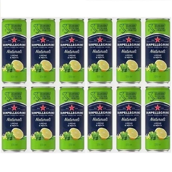 Лимонад San Pellegrino Сан Пеллегрино Лимон и Мята, в жестяной банке ...