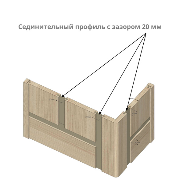Соединительный профиль для стеновых панелей Pero. Зазор 20 мм. Высота ...