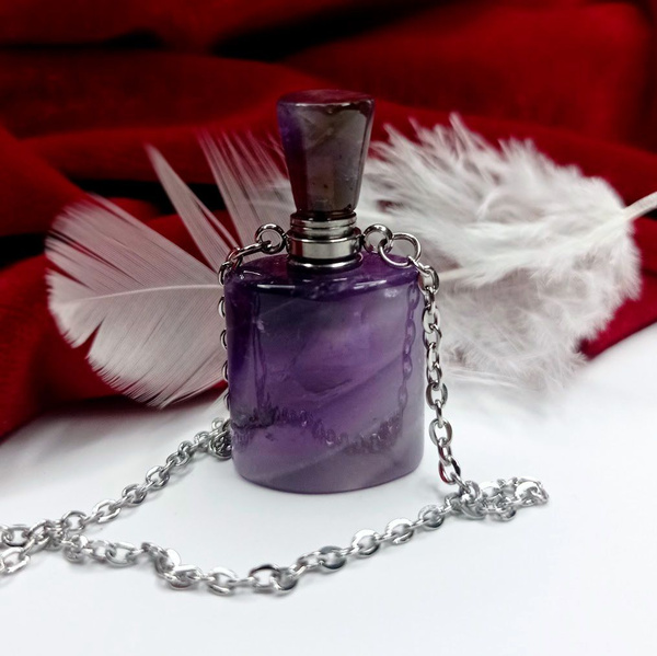 Аромакулон подвеска Аметист - каменная бутылочка (флакон), натуральный ...