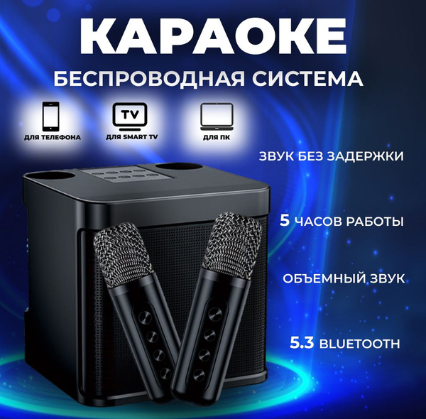 Караоке система с двумя микрофонами Bluetooth беспроводная переносная ...
