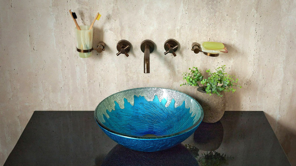 Стеклянная раковина для ванной Sheerdecor Sfera 001724111 из синего ...