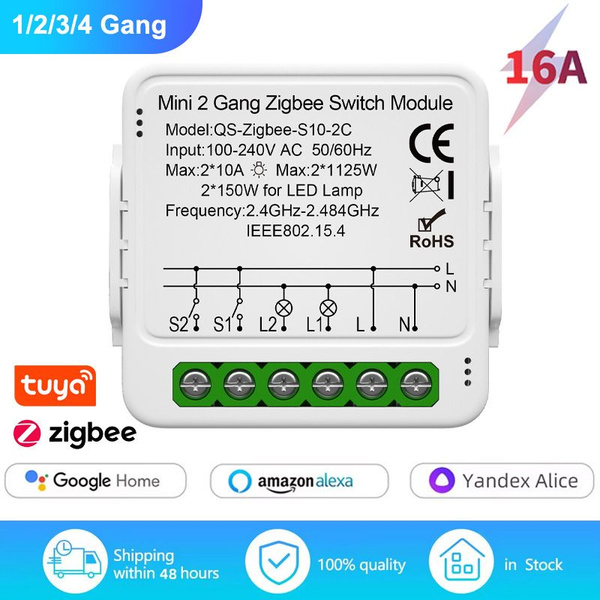 Модуль интеллектуального коммутатора Zigbee smart switch на 2 группы ...