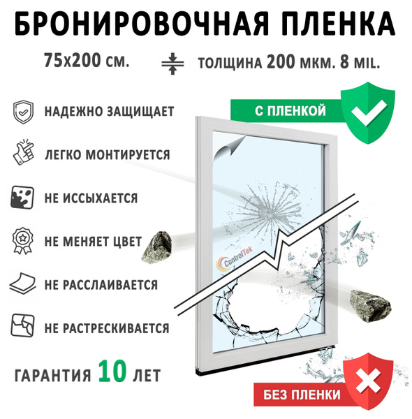 Защитная бронированная пленка для окон ControlTek 75х200см купить по ...