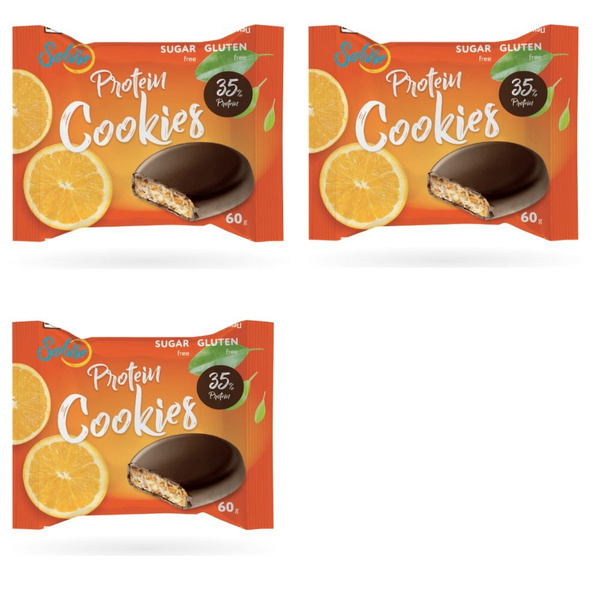 Solvie Печенье протеиновое Protein Cookies апельсиновое, глазированное ...