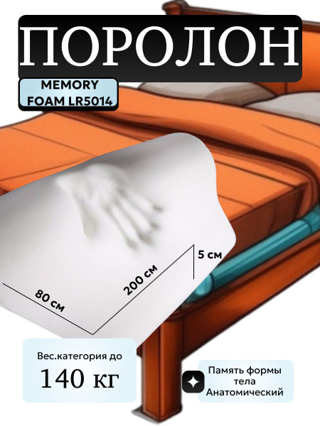 Поролон мебельный с эффектом памяти LR 5014 2000х800 50 мм ...