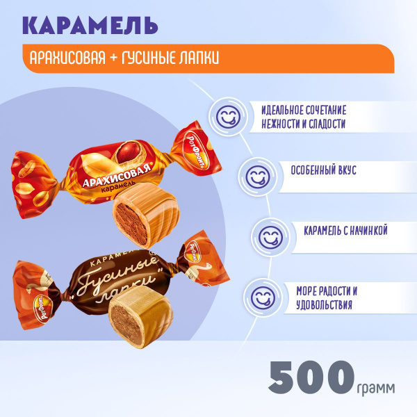 Карамель Микс Гусиные лапки + Арахисовая 500 грамм Рот Фронт купить на ...