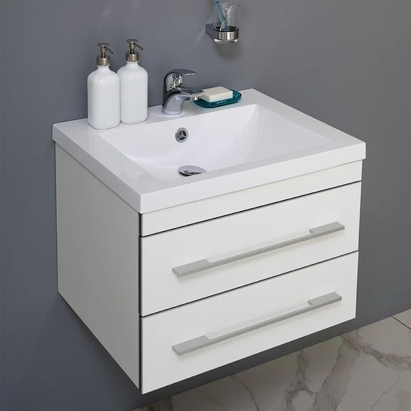 Aquanet Тумба с раковиной, Тумба с раковиной Верона 58 подвесная белая ...