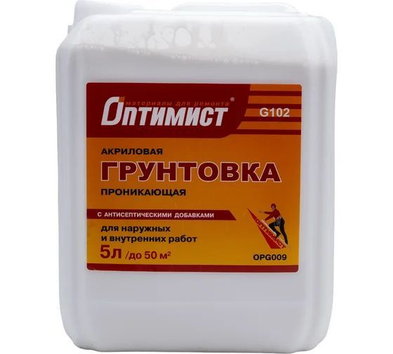 Характеристики Проникающая грунтовка Оптимист G102 акриловая, для ...