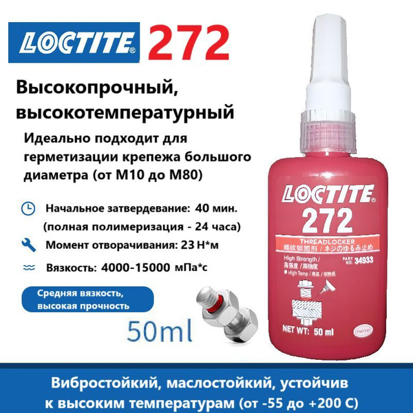 Loctite 272 (50 мл) Фиксатор резьбы высокотемпературный высокой ...