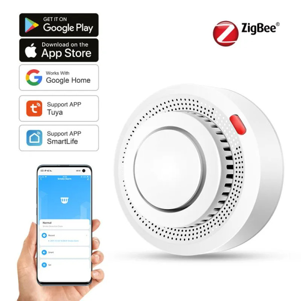 Датчик дыма Tuya Zigbee,Детектор дыма,Пожарный извещатель,Пожарная ...