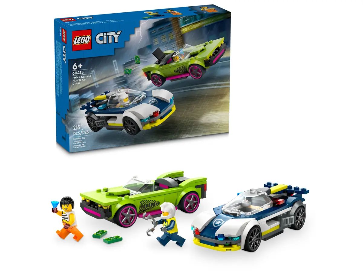 Конструктор LEGO City 60415 Погоня на полицейской машине и маслкаре -  купить с доставкой по выгодным ценам в интернет-магазине OZON (1405334800)