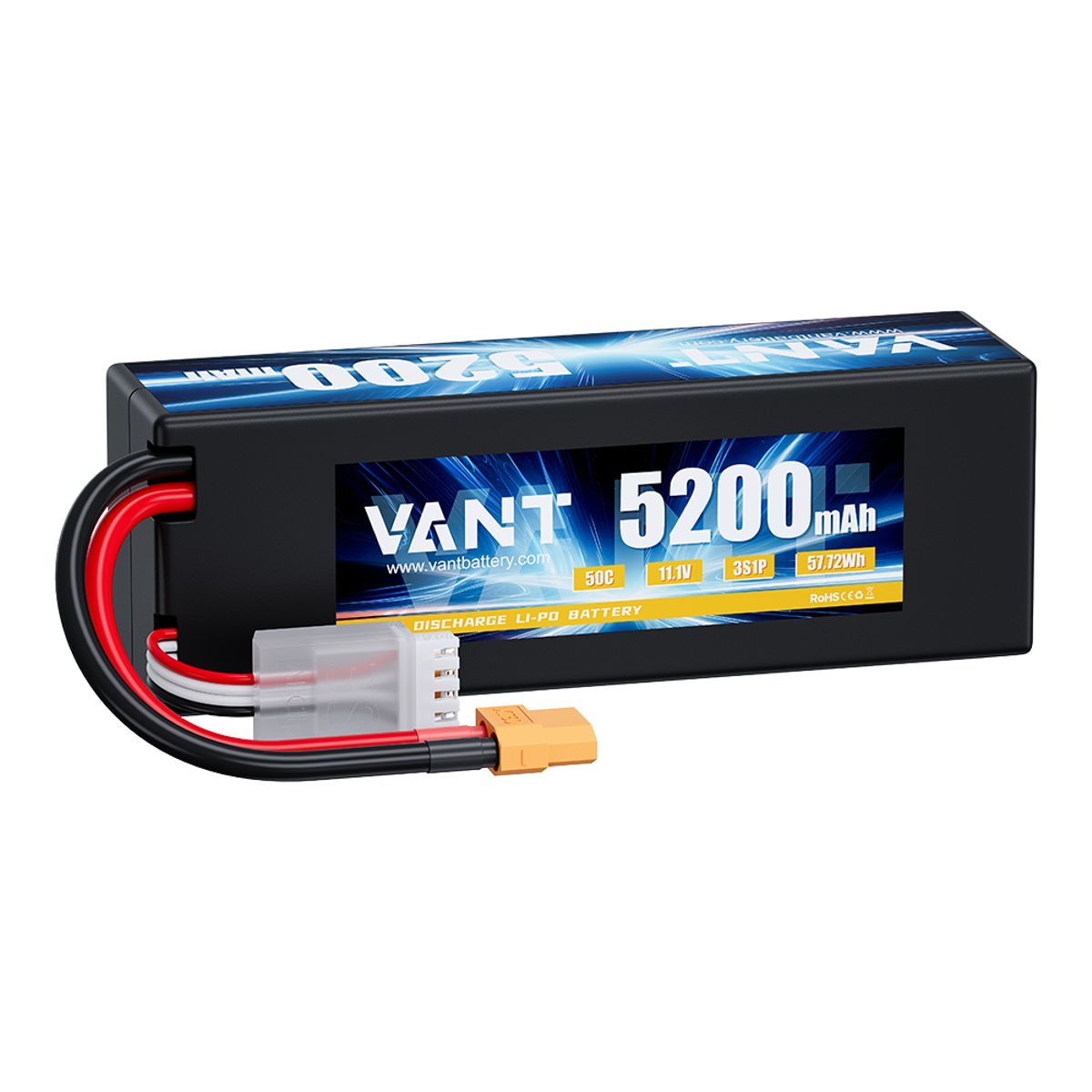 Аккумулятор LiPo Vant - 11.1В 5200мАч 50C (3S, Hardcase, разъём XT60) для  радиоуправляемых моделей, машин, катеров - купить с доставкой по выгодным  ценам в интернет-магазине OZON (839057361)