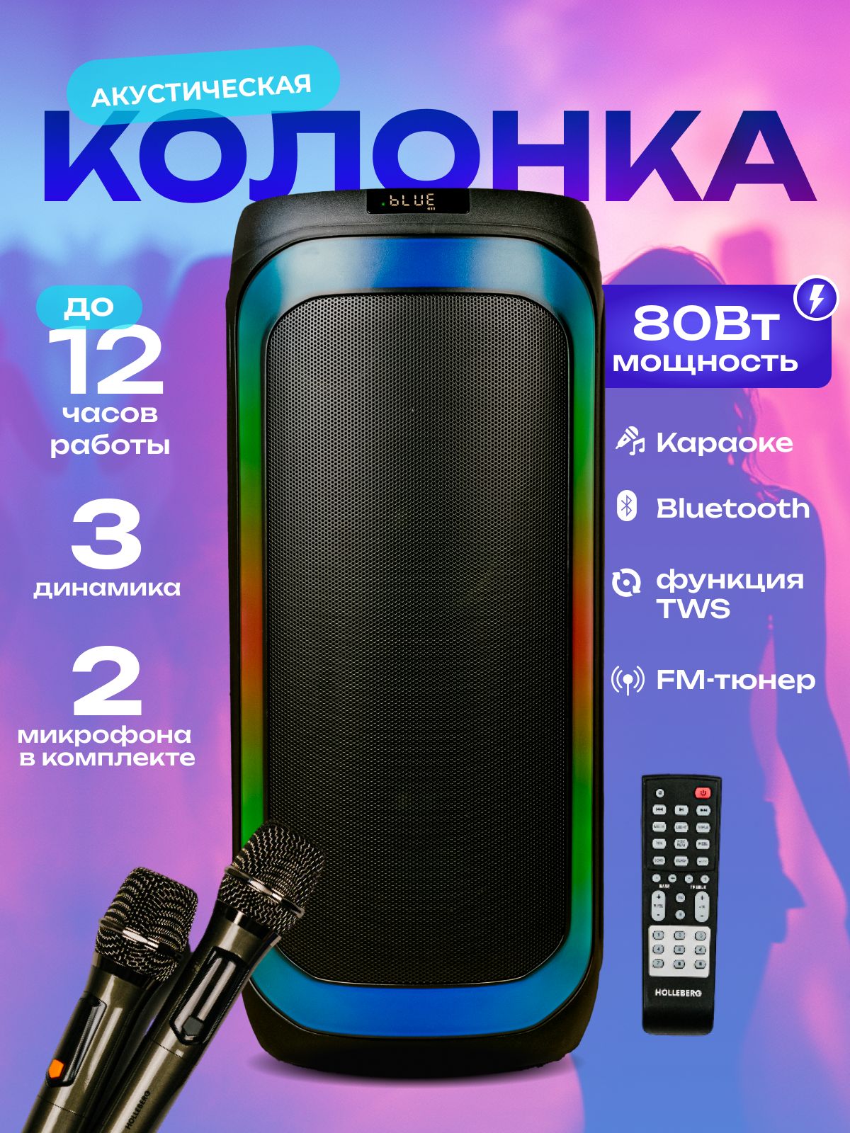 Акустическая система с функцией караоке HOLLEBERG HX-E844