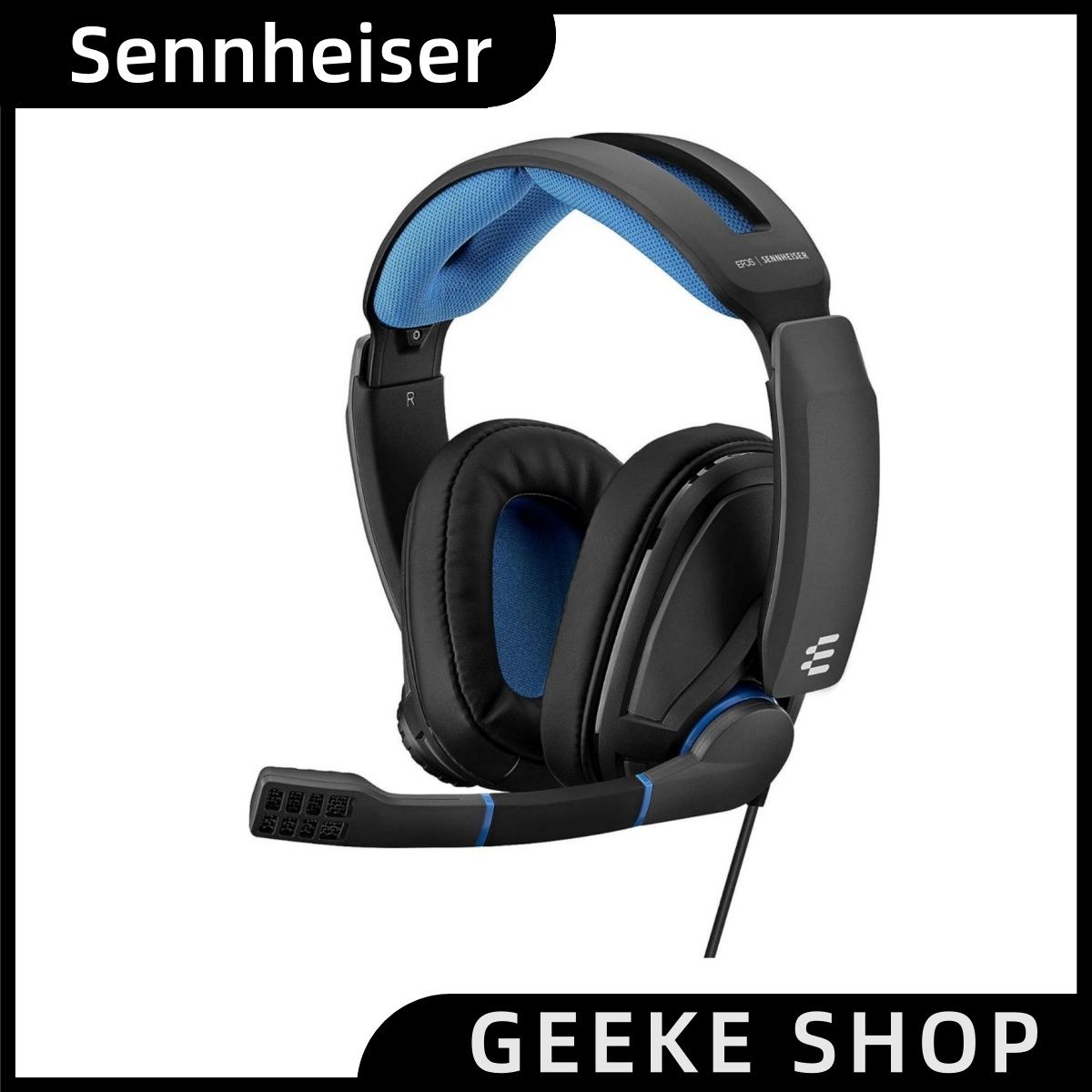 SennheiserИгровыенаушникипроводныесмикрофоном,3.5мм,синий,черный