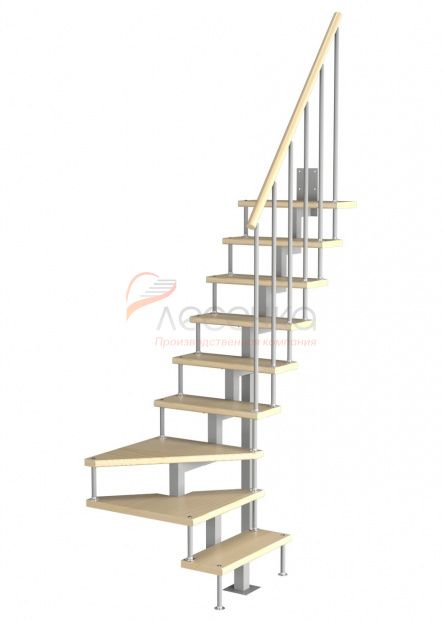 Стационарная лестница модульная Компакт (с поворотом 90 градусов) h 2025-2250