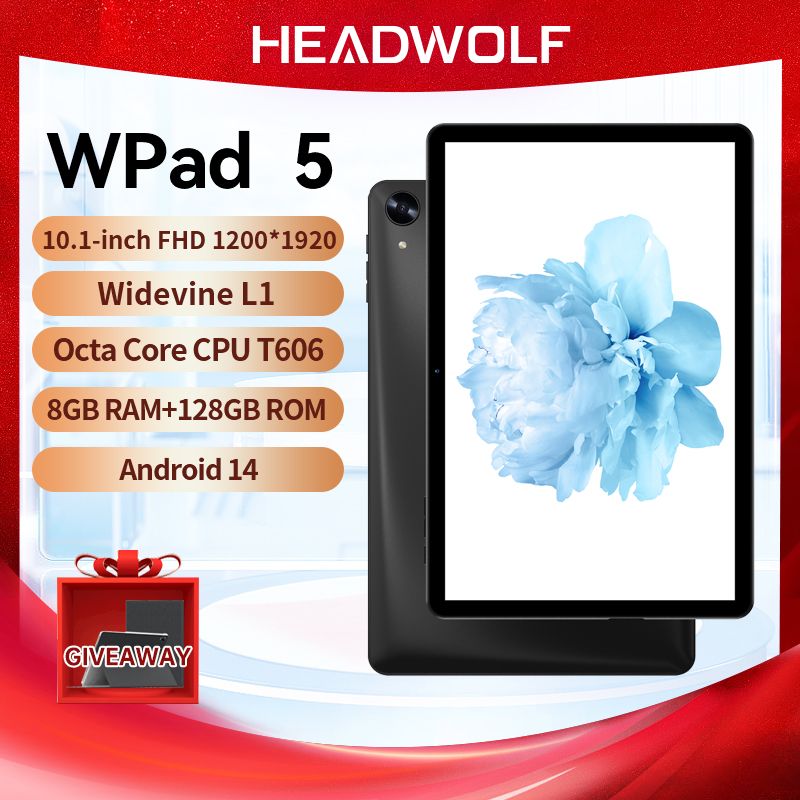 Headwolf Планшет Wpad5, 10.1" 128 ГБ/128 ГБ, темно-серый