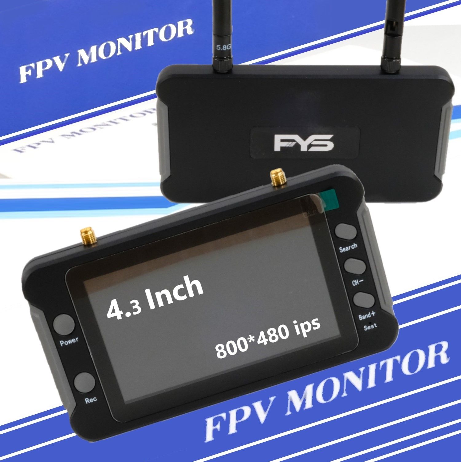 LCDмонитор58035.8GFPVMonitor4.3дюйма(800*480)16:9/AVIHD/MJPEGAK3.7V/1200mAh