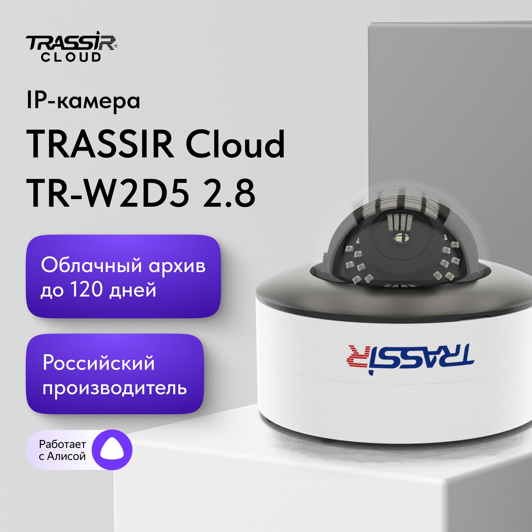 Камера видеонаблюдения Trassir TR-W2D5 1920×1080 Full HD - купить по низким  ценам в интернет-магазине OZON (228952822)