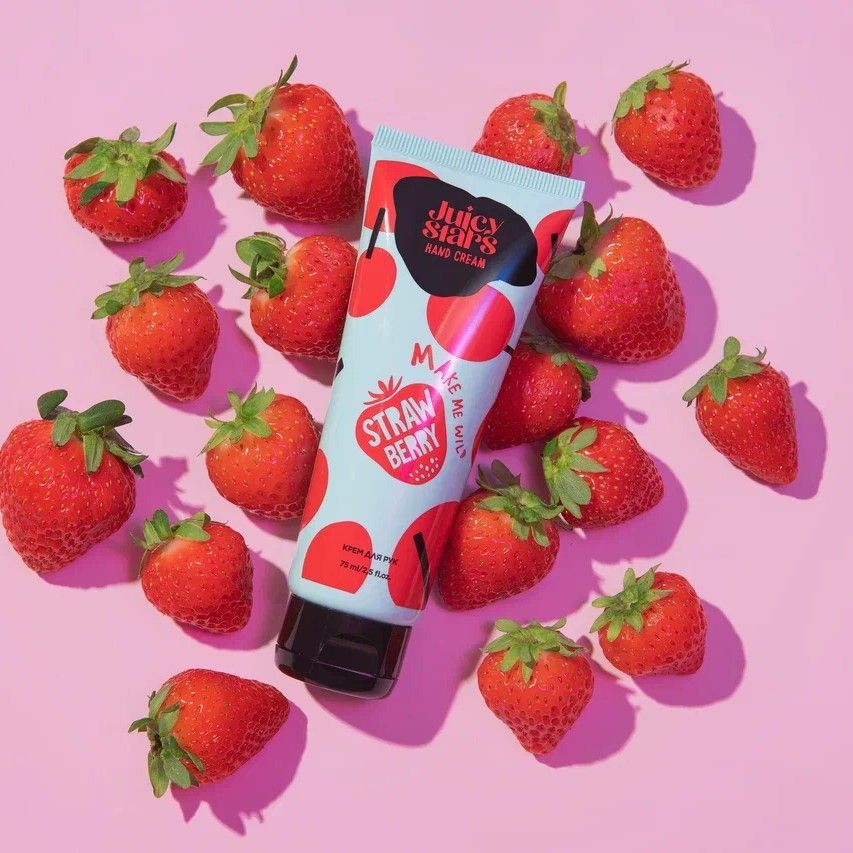 JUICY STARS Крем для рук КРЫШЕСНОСНАЯ ЗЕМЛЯНИКА MAKE ME WILD STRAWBERRY, 75 мл