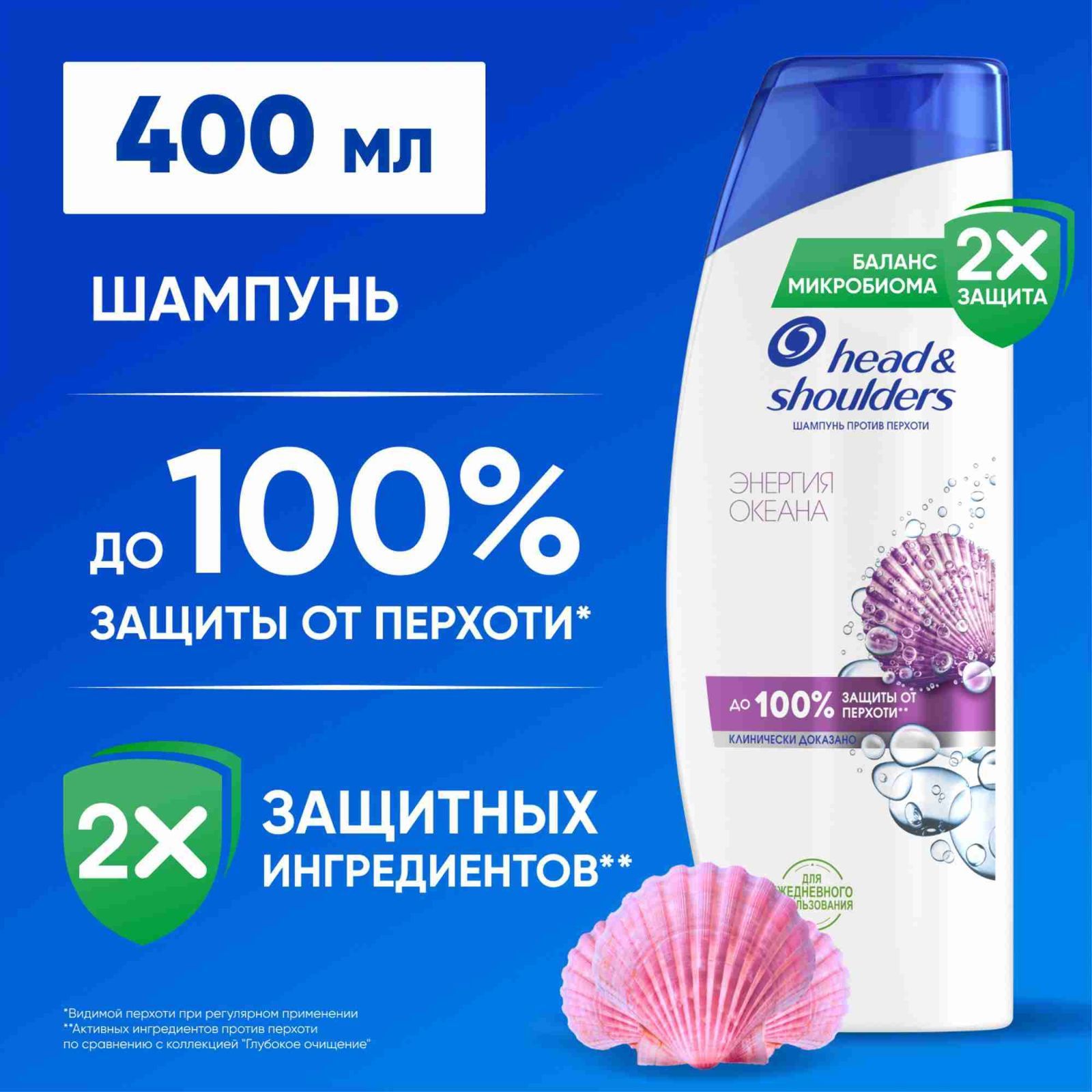 HEAD & SHOULDERS Шампунь для волос от перхоти Энергия океана 400мл