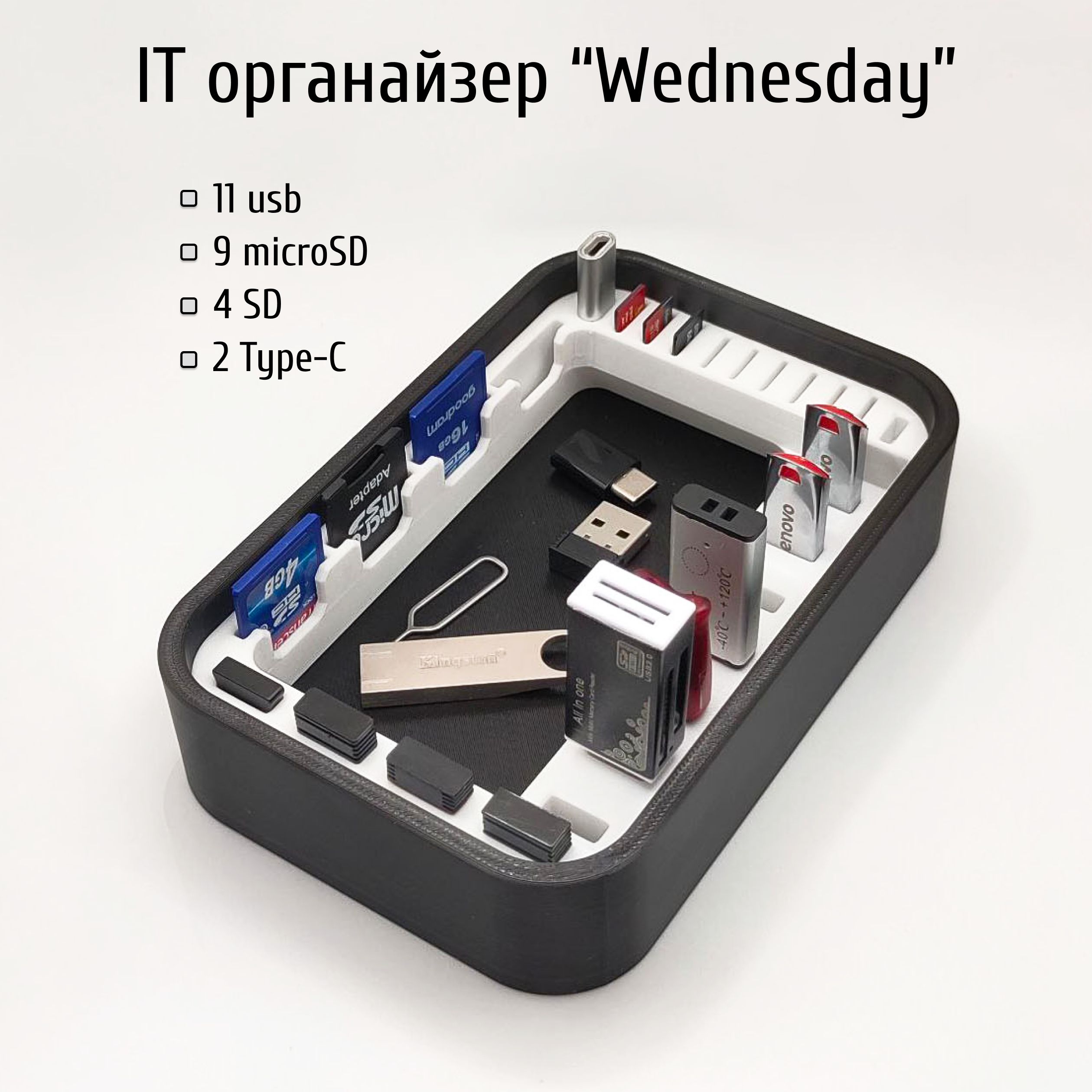 ITорганайзер"Wednesday"дляUSB,SDиMicroSD-карт