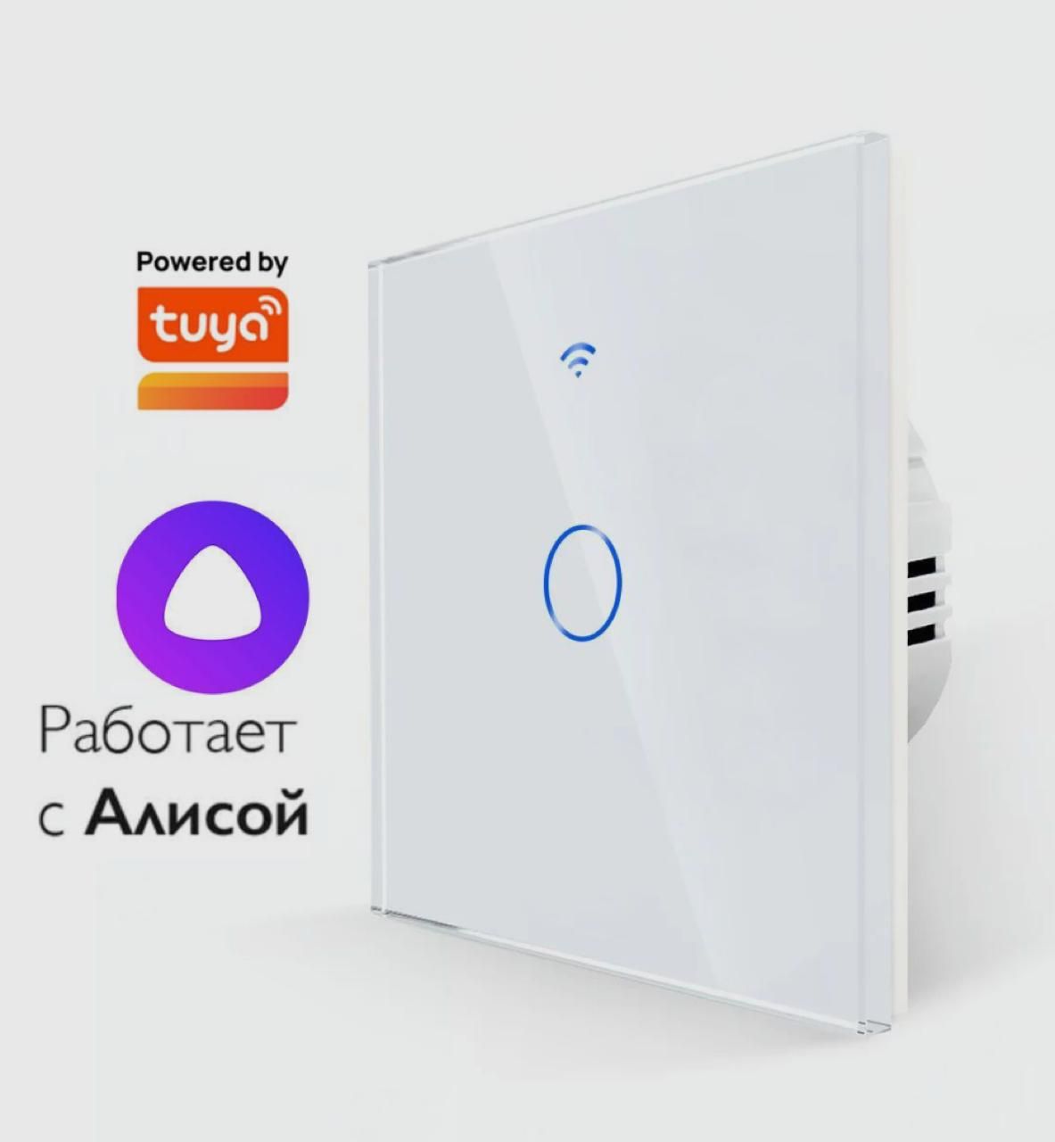 Умный,сенсорный,выключатель,влагостойки,WiFiсАлисойиTuya,белый,1клваиш