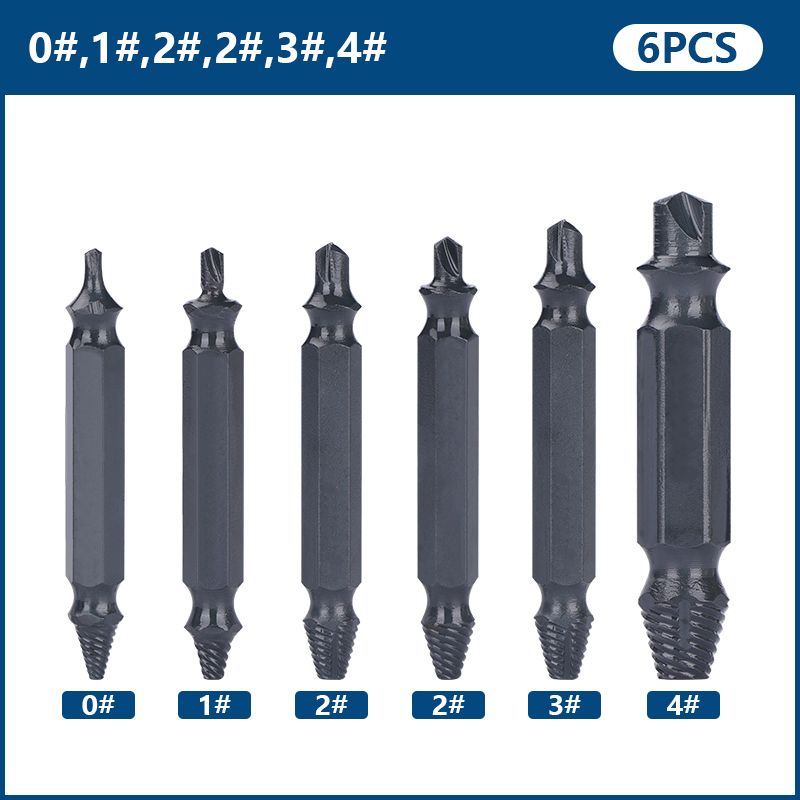Набор экстракторов для извлечения сорванных шурупов , саморезов , болтов/ набор бит для выкручивания шурупов 6шт.
