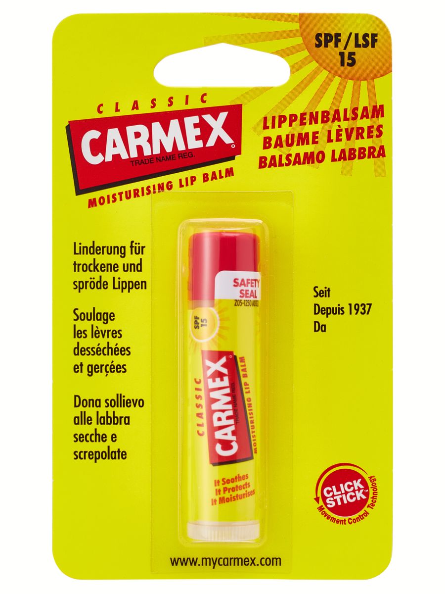 CARMEX Бальзам для губ классический c SPF 15 в стике, 4.25 г