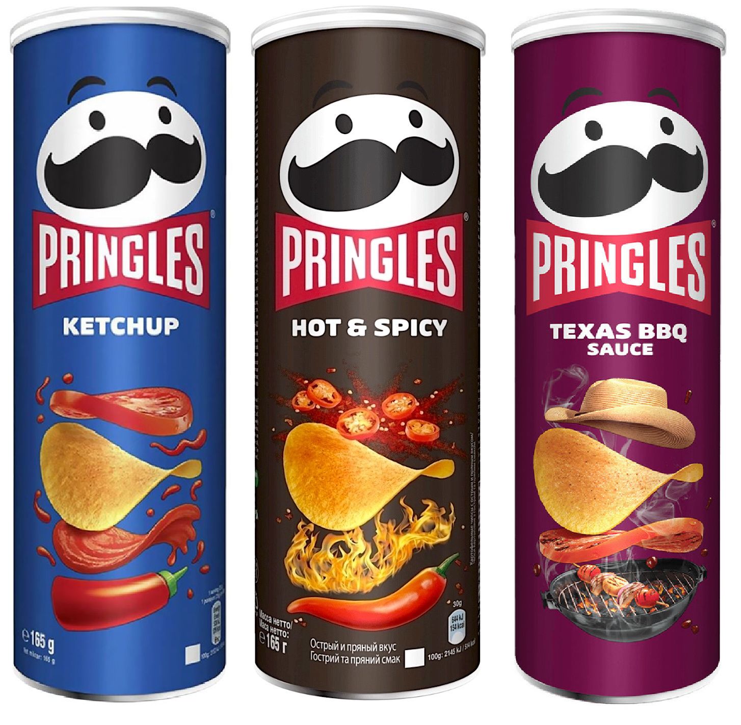 Чипсы Pringles Ketchup, Texas BBQ (165г) Hot & Spicy 165г (Европа)