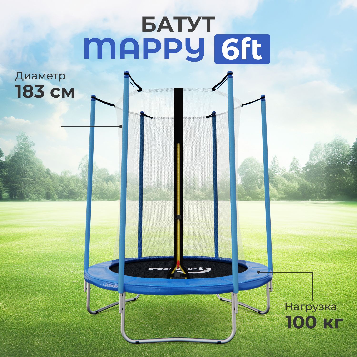 Батут каркасный с сеткой DFC MAPPY 6 ft