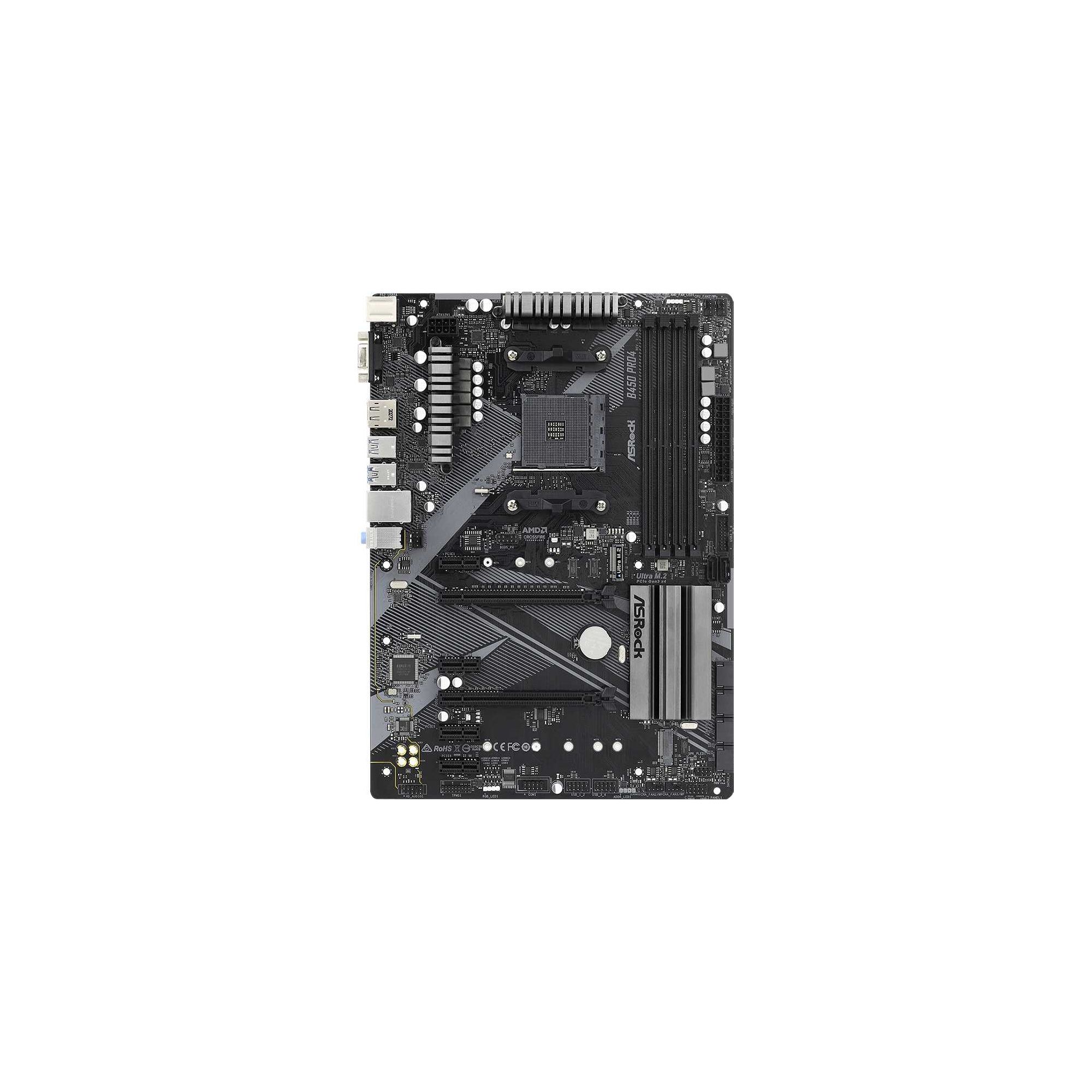 МатеринскаяплатаAsrockB450PRO4R2.0,Soc-AM4,AMDB450,ATX