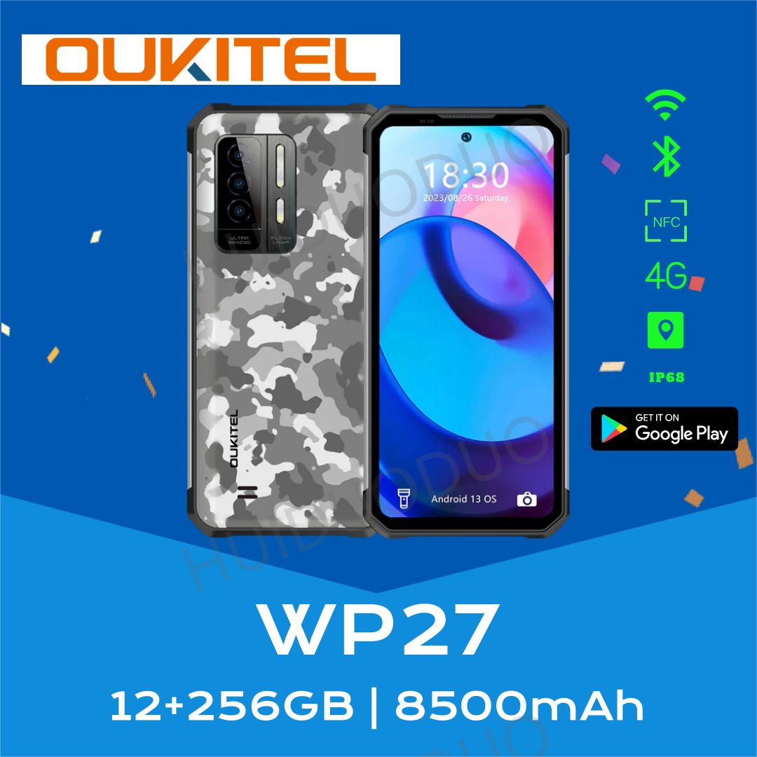 OukitelСмартфонWP27МироваяверсияподдерживаетрусскоязычныесистемыGlobal,ПоддержкаGooglePlayEU12/256ГБ,белый,серый