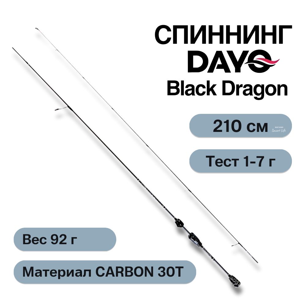 СпиннингDayoBlackDragon210смтест1-7граммДоюйблэкдрагонспиннингультралайтнаокуня,головля,щуку,хищника,спиннингдляджига,микроджига