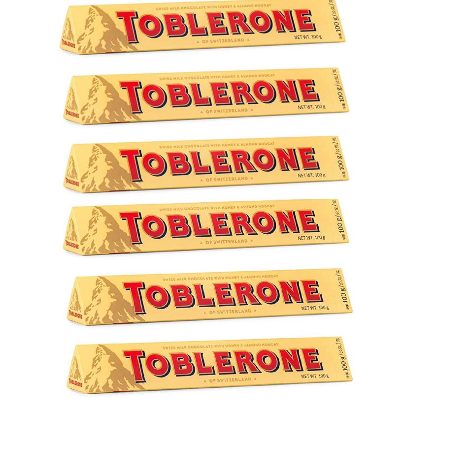 Toblerone шоколад молочный с медово-миндальной нугой, 100 г - 6 шт